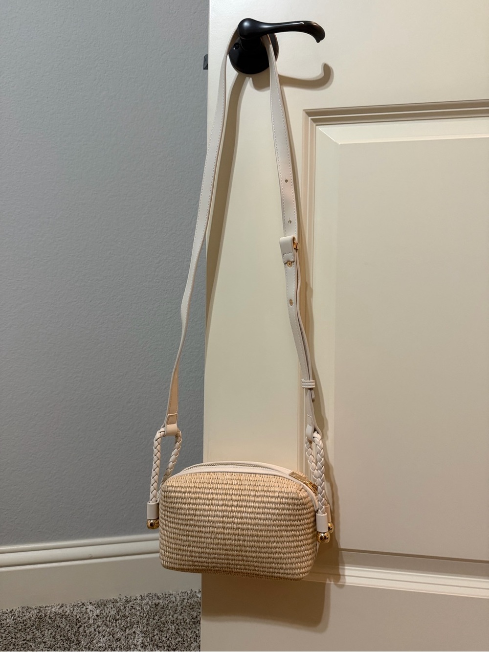 Shiraleah Cream Woven Crossbody Bag with Braided Strap